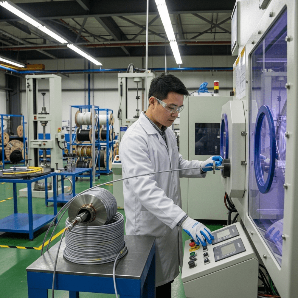 pull and strain relief testing wind turbine cable assemblies
