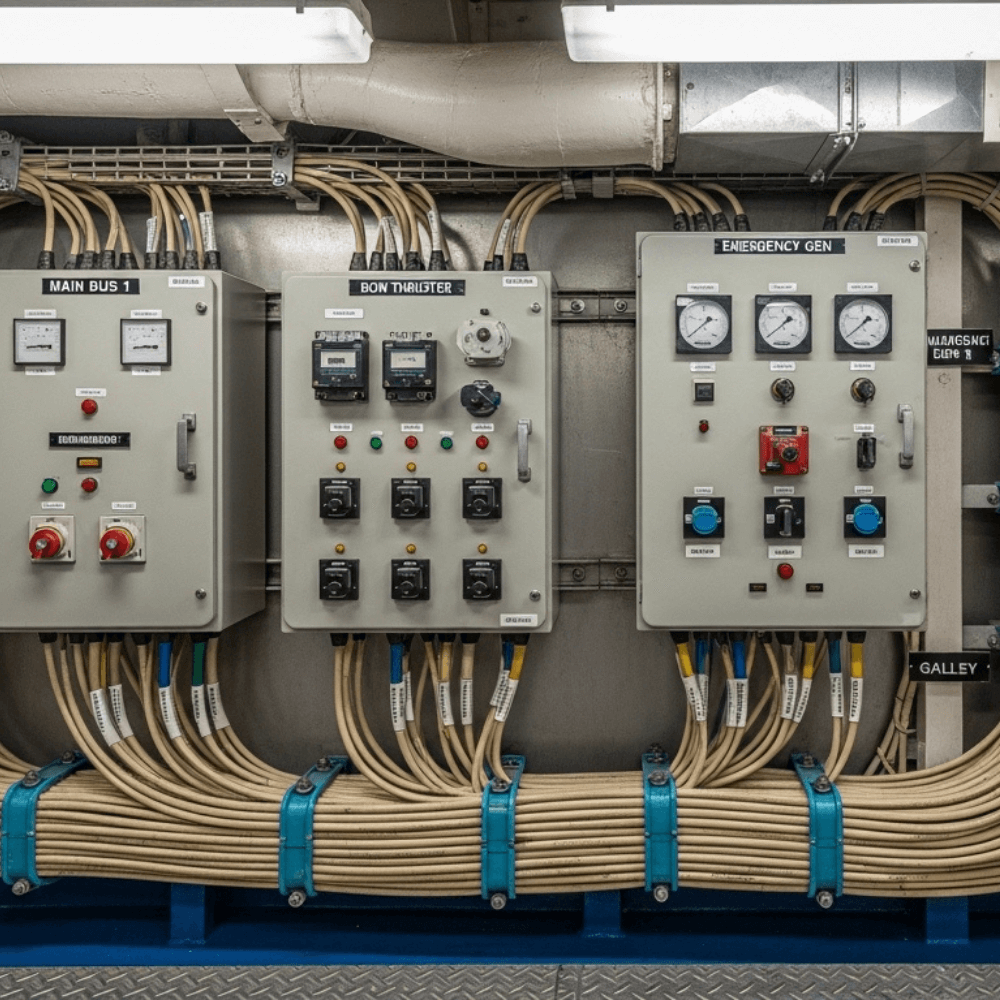 shipboard power distribution and equipment feeders