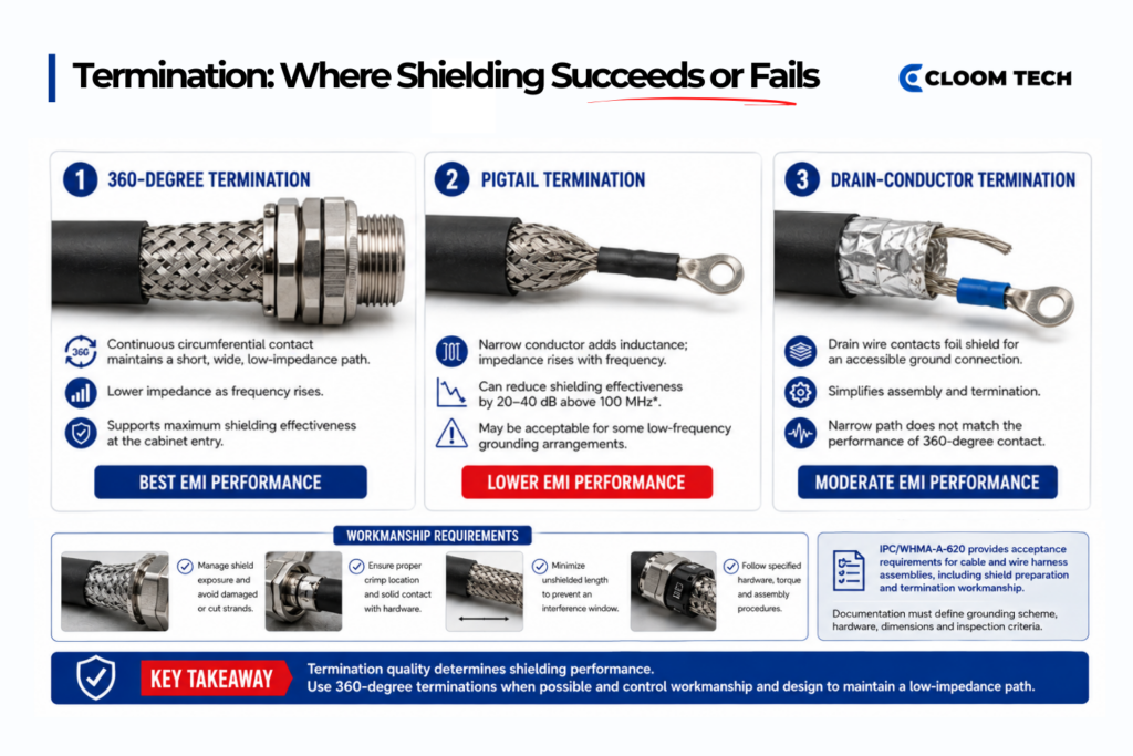termination where shielding succeeds or fails